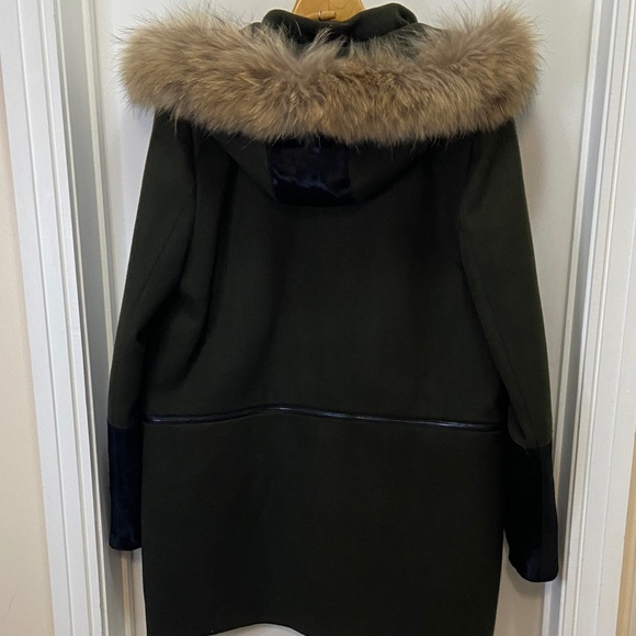 Zac Posen Genuine Raccon/ Baby Calf Fur Wool Convertible Coat US 14 / XL - Picture 3 of 16